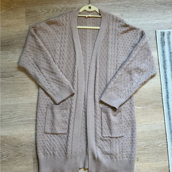 Women's Taupe Knit Cardigan Sweater - Picture 1 of 4
